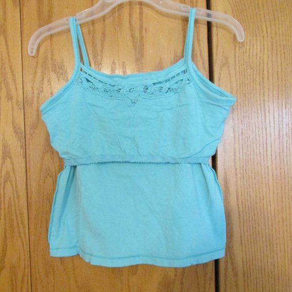LIZ CLAIBORNE WOMEN'S SIZE S CAMISOLE AQUA LACE SHELF BRA BOHO HIPPIE COTTON - Picture 4 of 11